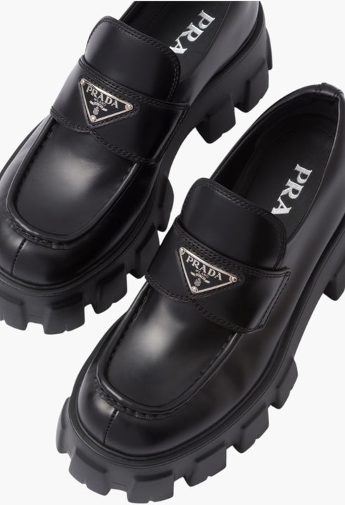 Black - Brushed Leather Monolith Loafers - GLAM MODA